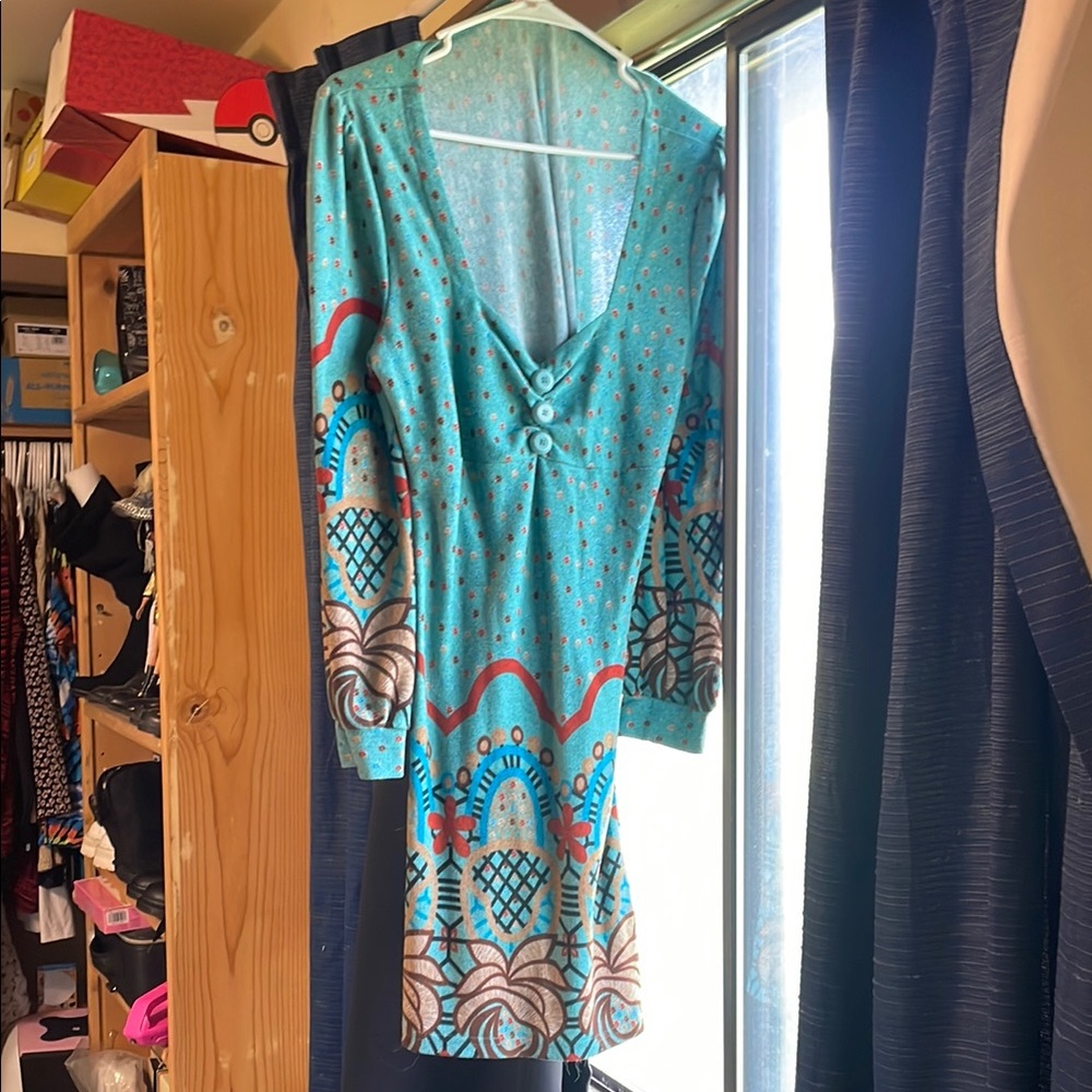 Elegant Blue Patterned Dress
